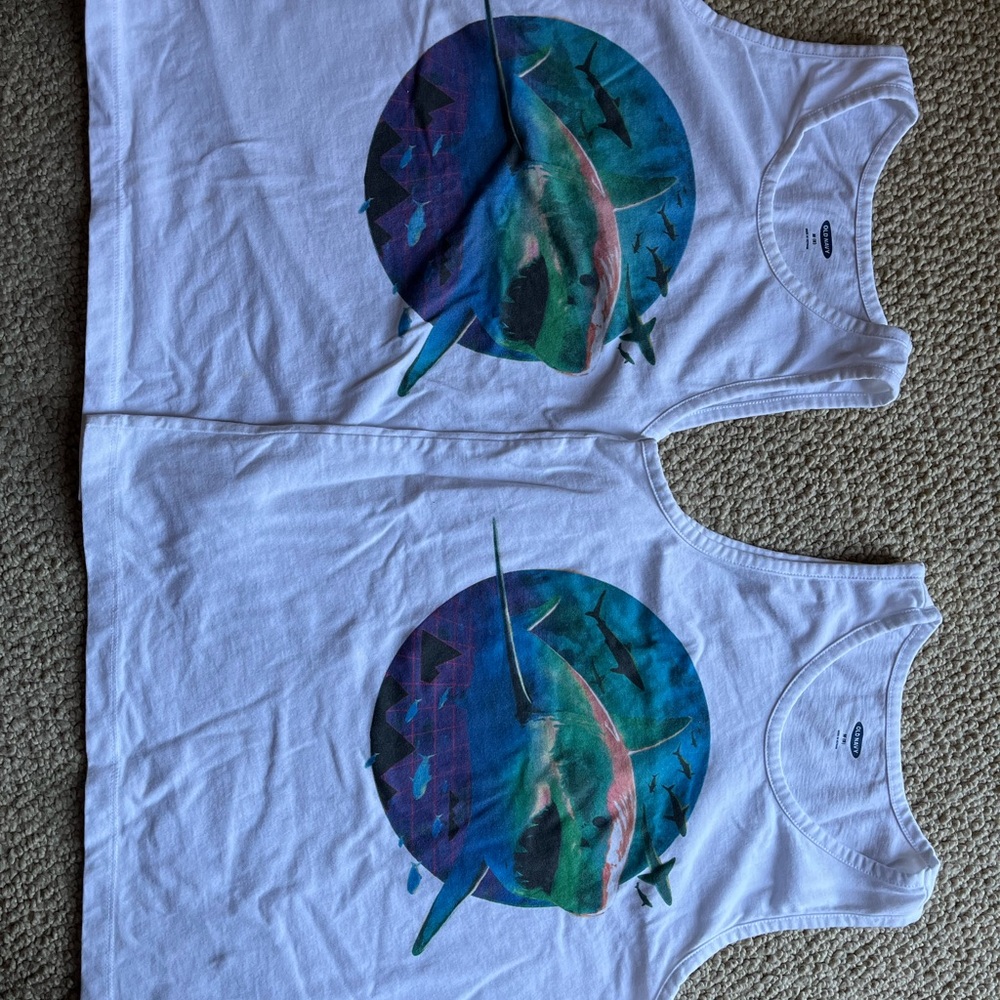 Twins NWOT Shark Graphic Tank Top Bundle - White